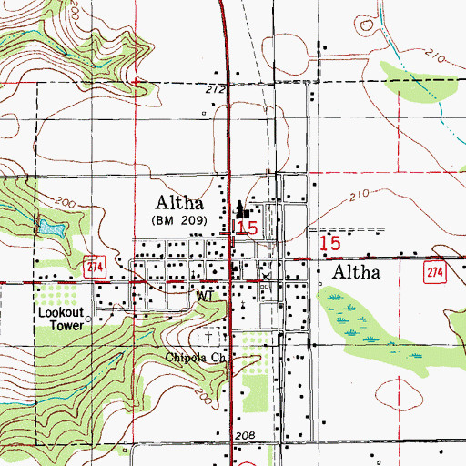 Topographic Map of Town of Altha, FL