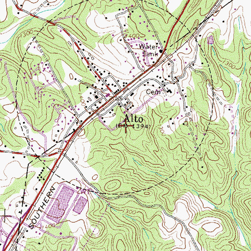 Topographic Map of Town of Alto, GA