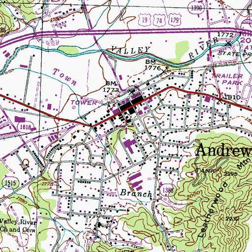 Topographic Map of Town of Andrews, NC