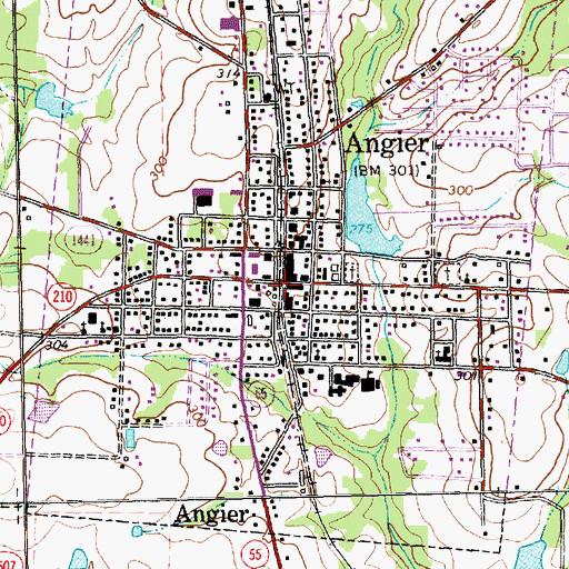 Topographic Map of Town of Angier, NC