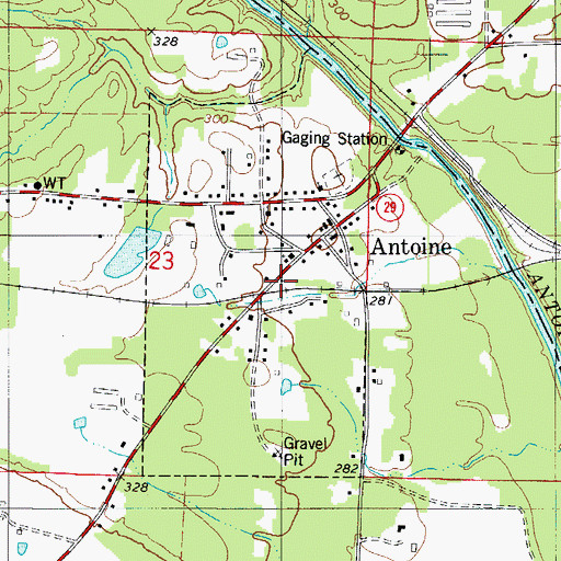 Topographic Map of Town of Antoine, AR