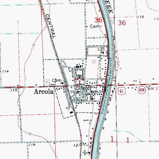 Topographic Map of Town of Arcola, MS