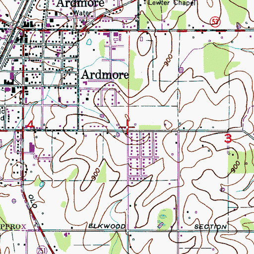 Topographic Map of Town of Ardmore, AL