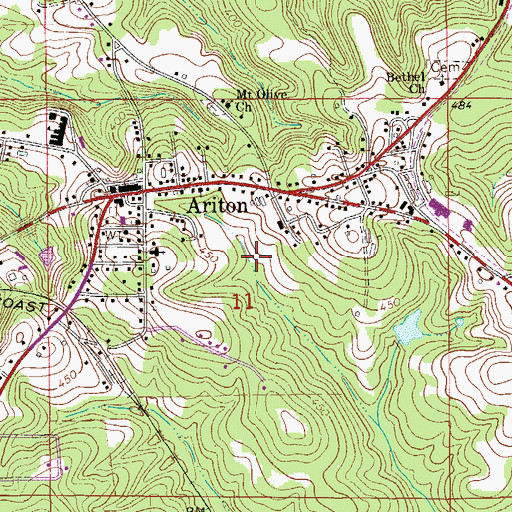 Topographic Map of Town of Ariton, AL