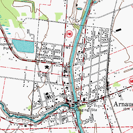 Topographic Map of Town of Arnaudville, LA