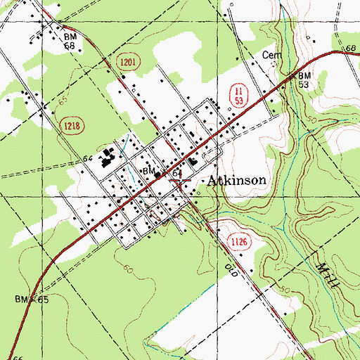 Topographic Map of Town of Atkinson, NC