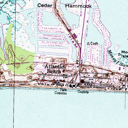Topographic Map of Town of Atlantic Beach, NC