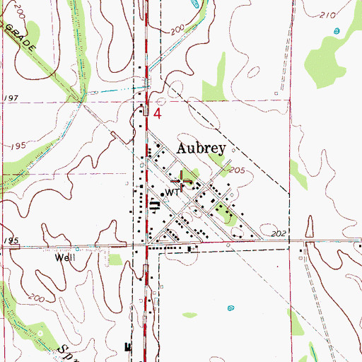 Topographic Map of Town of Aubrey, AR
