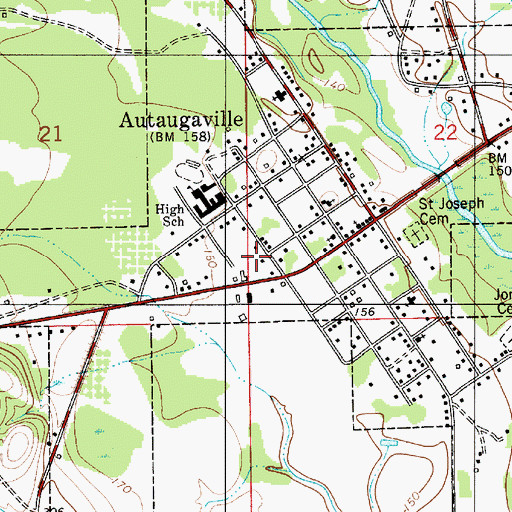 Topographic Map of Town of Autaugaville, AL