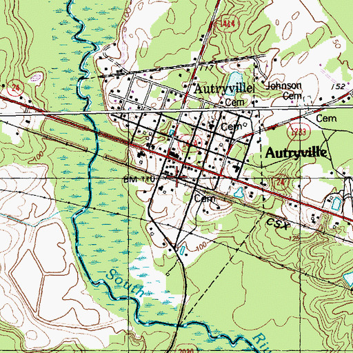 Topographic Map of Town of Autryville, NC