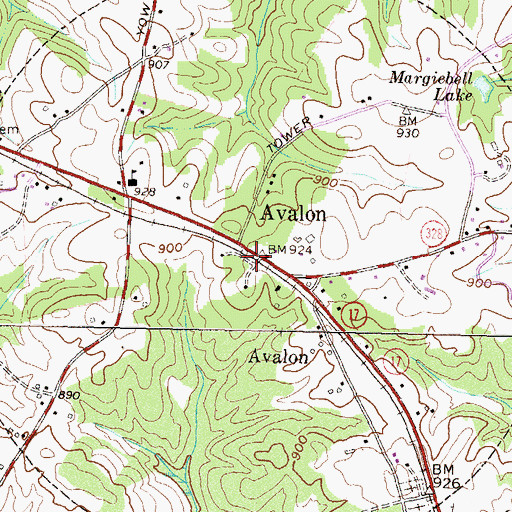 Topographic Map of Town of Avalon, GA