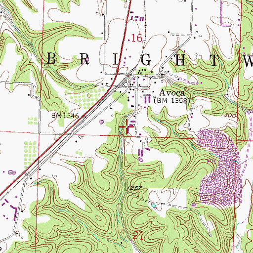 Topographic Map of Town of Avoca, AR