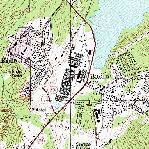 Topographic Map of Town of Badin, NC