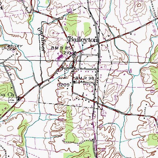Topographic Map of Town of Baileyton, TN