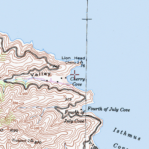 Topographic Map of Cherry Cove, CA