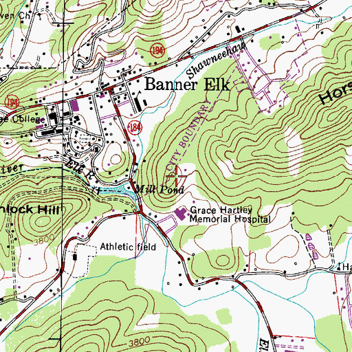 Topographic Map of Town of Banner Elk, NC