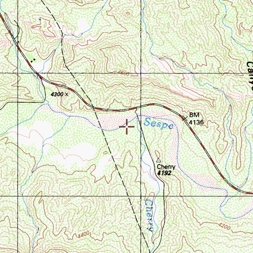 Topographic Map of Cherry Creek, CA