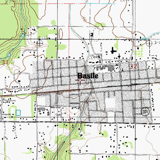 Topographic Map of Town of Basile, LA