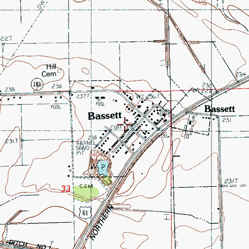 Topographic Map of Town of Bassett, AR