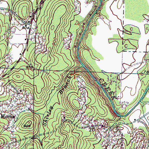 Topographic Map of Town of Bear Creek, AL