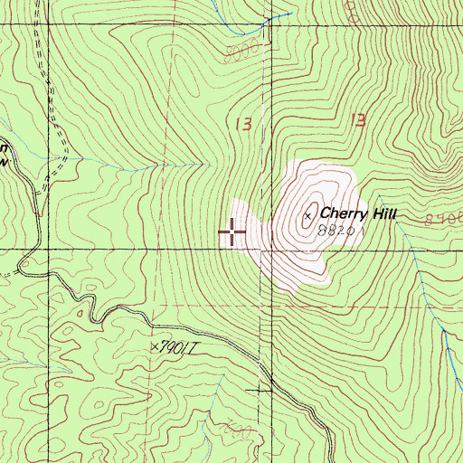 Topographic Map of Cherry Hill, CA