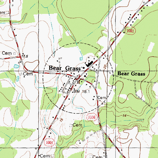 Topographic Map of Town of Bear Grass, NC