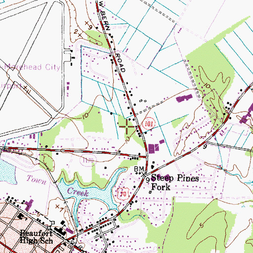Topographic Map of Town of Beaufort, NC