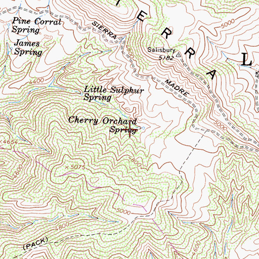Topographic Map of Cherry Orchard Spring, CA