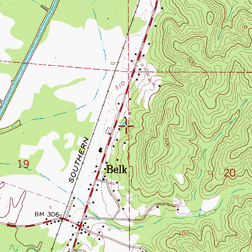 Topographic Map of Town of Belk, AL