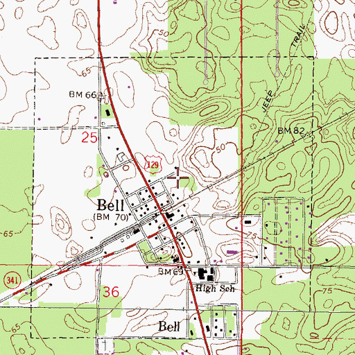 Topographic Map of Town of Bell, FL