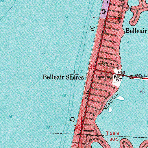 Topographic Map of Town of Belleair Shore, FL