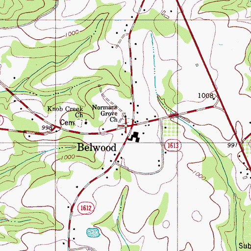 Topographic Map of Town of Belwood, NC