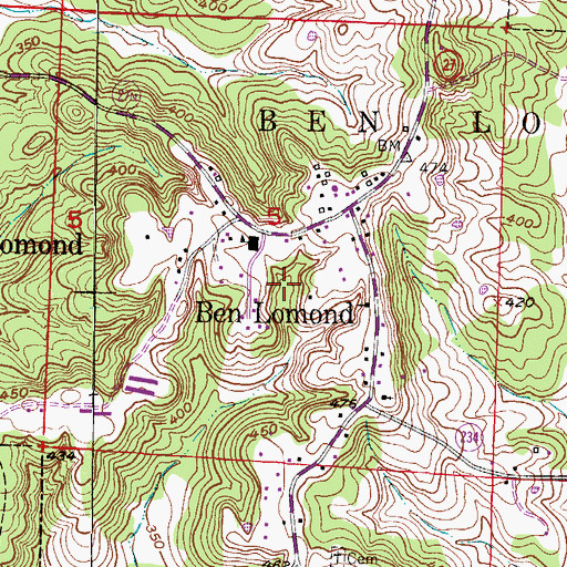 Topographic Map of Town of Ben Lomond, AR
