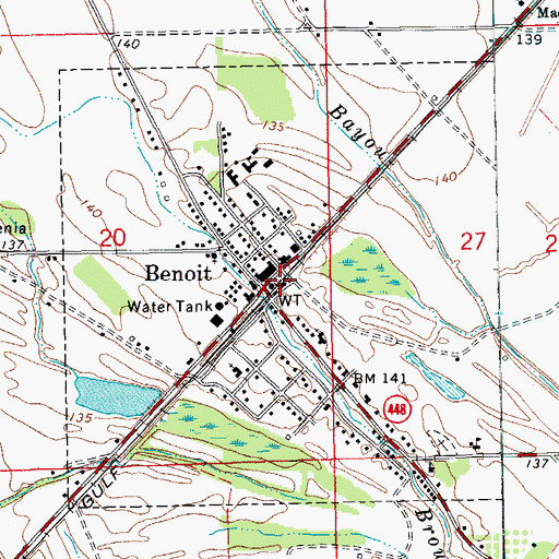 Topographic Map of Town of Benoit, MS