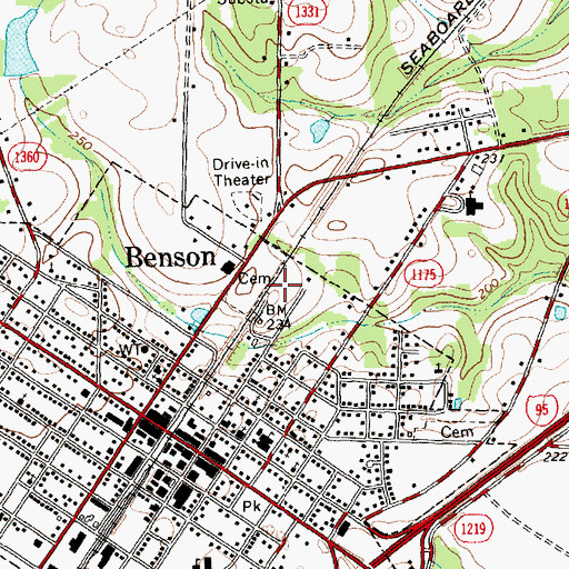 Topographic Map of Town of Benson, NC