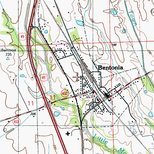 Topographic Map of Town of Bentonia, MS