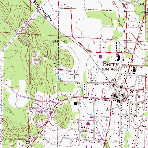 Topographic Map of Town of Berry, AL