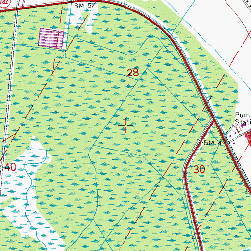 Topographic Map of Town of Berwick, LA
