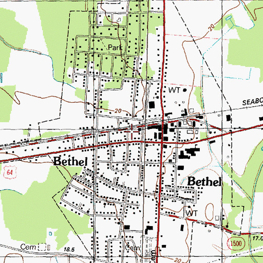 Topographic Map of Town of Bethel, NC