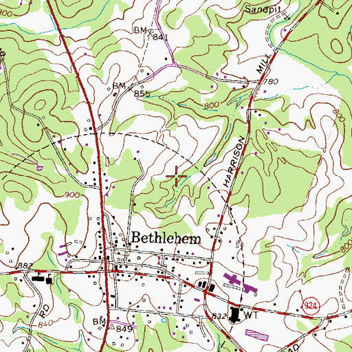 Topographic Map of Town of Bethlehem, GA