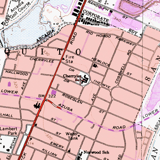 Topographic Map of Cherrylee Elementary School, CA
