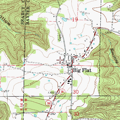 Topographic Map of Town of Big Flat, AR