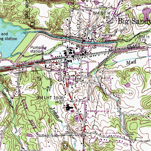 Topographic Map of Town of Big Sandy, TN