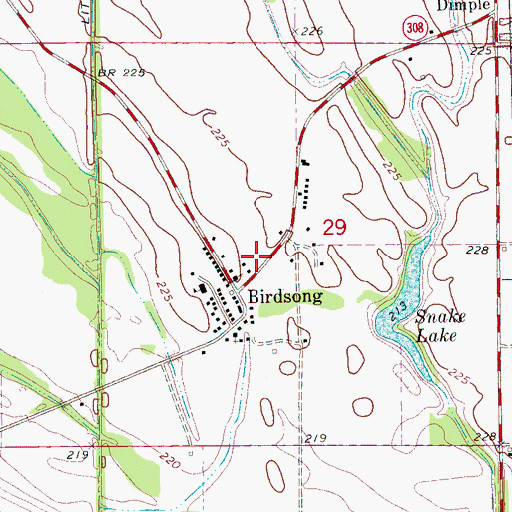 Topographic Map of Town of Birdsong, AR