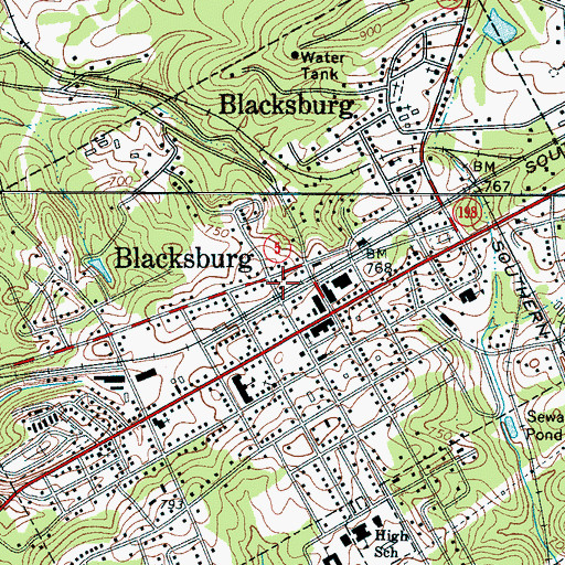 Topographic Map of Town of Blacksburg, SC