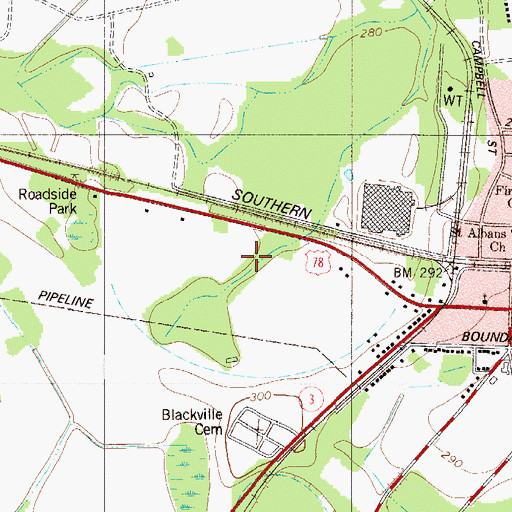 Topographic Map of Town of Blackville, SC