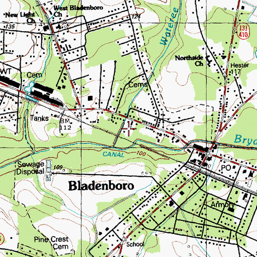 Topographic Map of Town of Bladenboro, NC