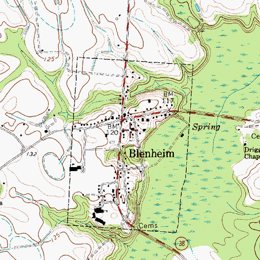 Topographic Map of Town of Blenheim, SC