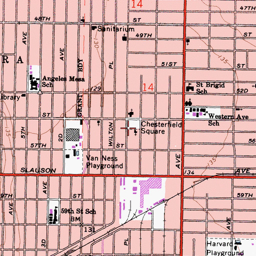 Topographic Map of Chesterfield Square, CA