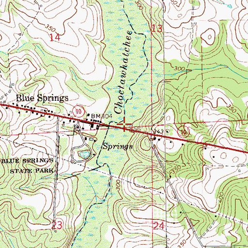 Topographic Map of Town of Blue Springs, AL